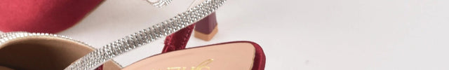 Crystal Bow Wine Suede Heels - Stilnyy