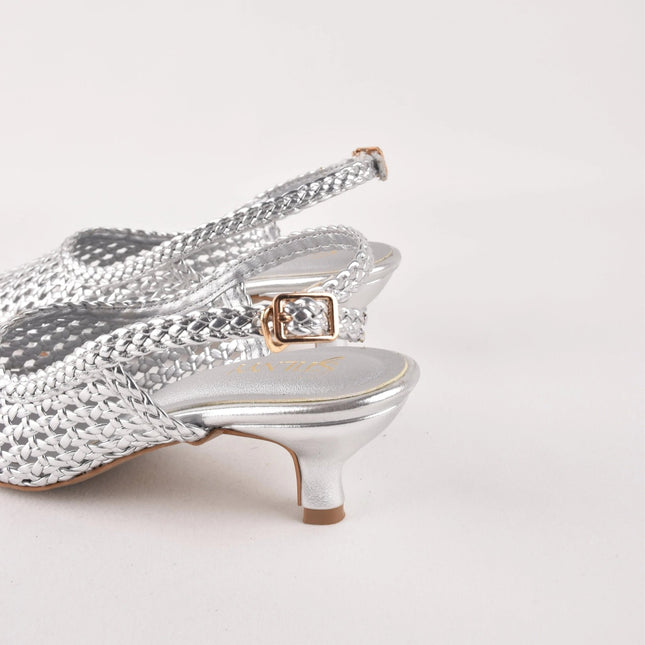 SILVER HUSH SLING HEELS - Stilnyy